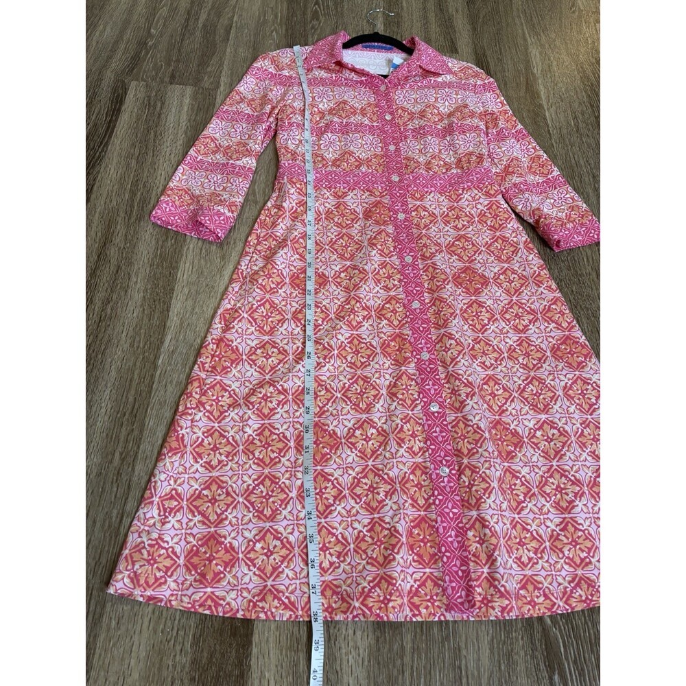 J McLaughlin NWT Kailyn Midi Dress Hot Pink/Orange Garden Mosaic Waves Small - Picture 6 of 7